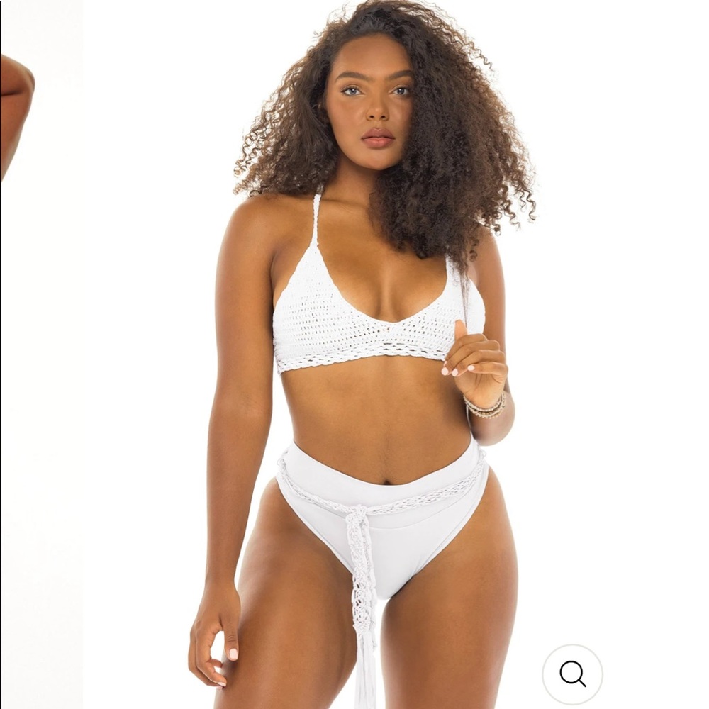 JMP the label white crochet halter top